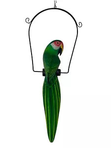 BEAUTIFUL HANGING PARROT ON RING TIKI BAR HOME PATIO DECOR DECOR