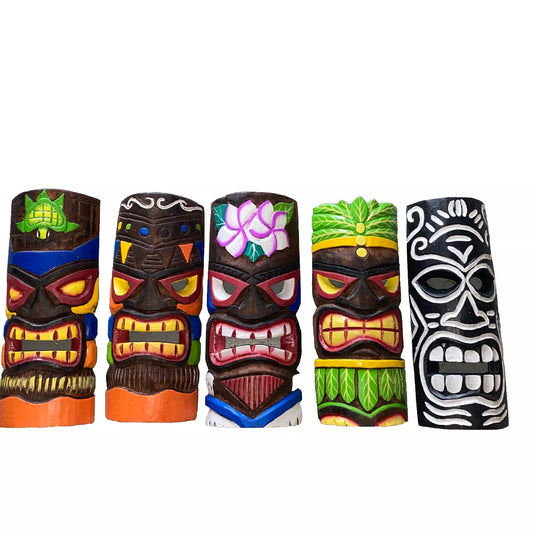 SET OF 5 12" TIKI MASK HAWAIIAN WALL ART ISLAND HOME DECOR BAR TROPICAL