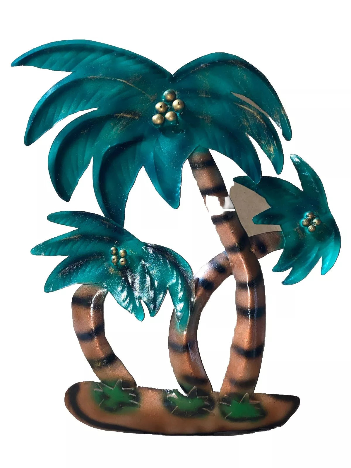 TRIPPLE PALM TREE HAND MADE OF METAL WALL ART TROPICAL TIKI TROPICAL HOME DECOR
