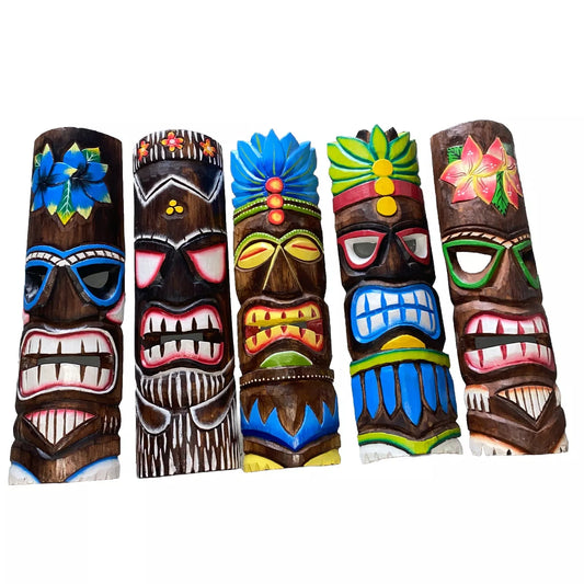 SET OF 5 20" TIKI MASK HAWAIIAN WALL ART ISLAND HOME DECOR BAR TROPICAL