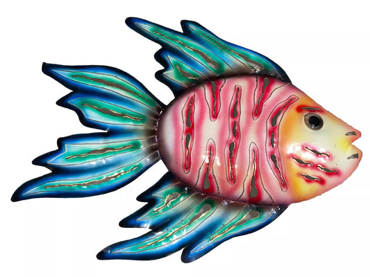 24” TROPICAL METAL FISH COLORFUL ART NAUTICAL PATIO HOME DECOR