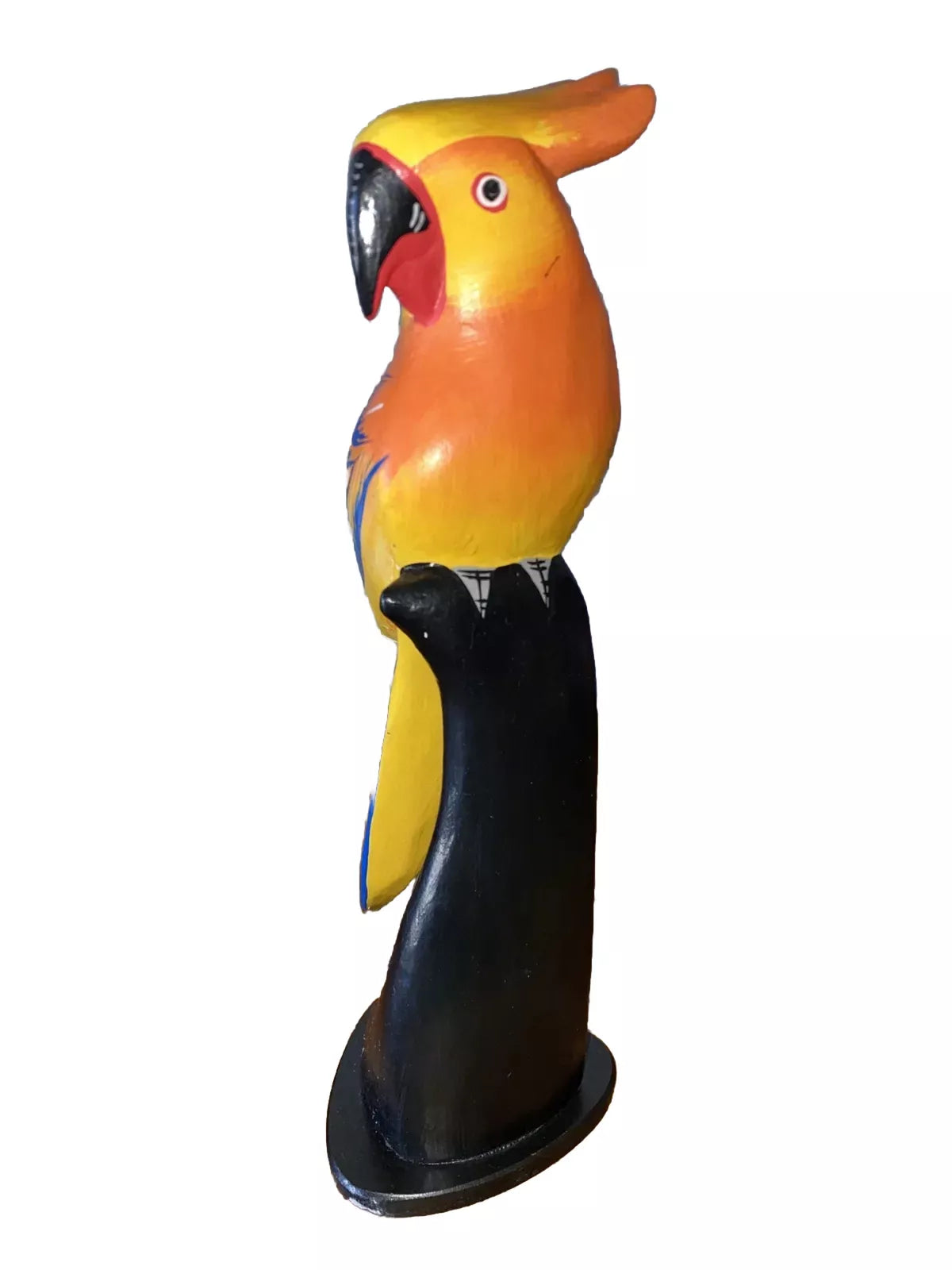 COCKATOO HAND CARVED WOOD TROPICAL SCULPTURE BIRD DECOR TIKI BAR PATIO DECOR