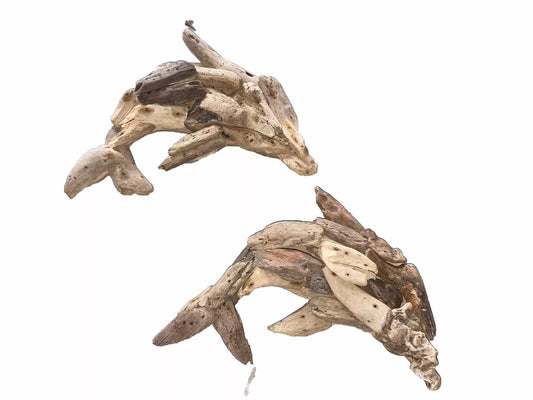 2 DOLPHINS Driftwood Wall Art Hand Made Wood WALL Hanging Home Decor
