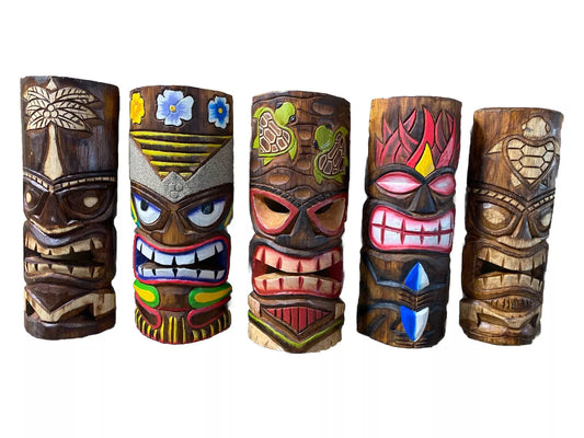 SET OF 5 12" TIKI MASK HAWAIIAN WALL ART ISLAND HOME DECOR BAR TROPICAL