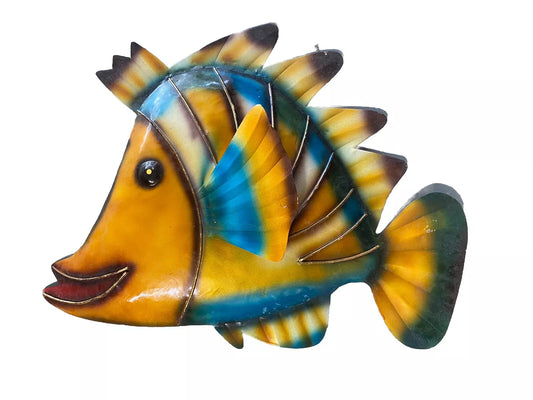 18” TROPICAL METAL FISH COLORFUL ART NAUTICAL PATIO HOME DECOR