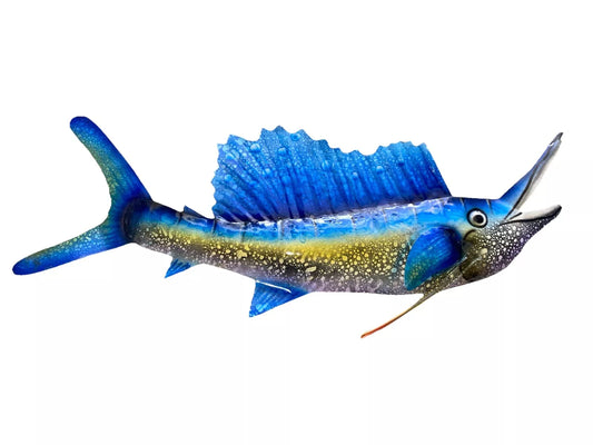 21” SAILFISH HAND MADE OF METAL WALL ART TROPICAL TIKI OCEAN DECOR
