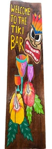 39" WELCOME TO THE TIKI BAR WARRIOR DRINKS SIGN WALL ART TIKI DECOR