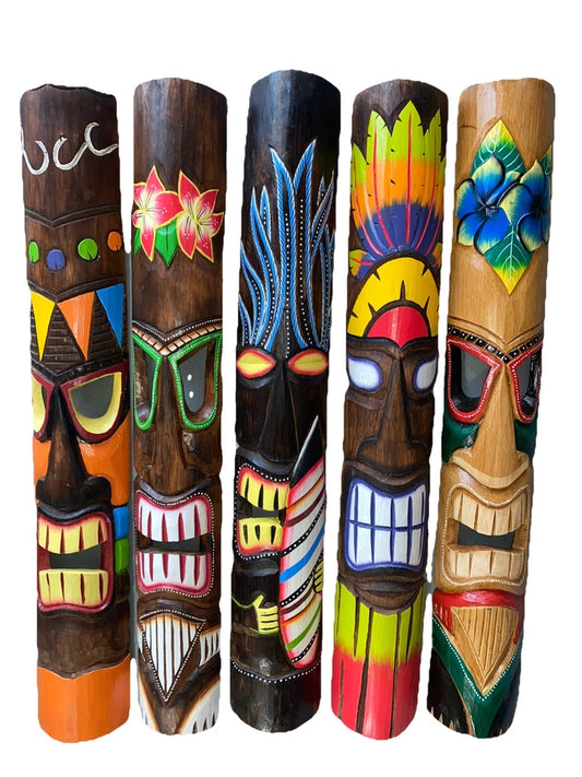 SET OF 5 40” TIKI MASK HAWAIIAN WALL ART ISLAND HOME DECOR BAR TROPICAL